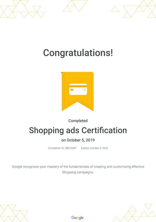 Shopping ads Certification